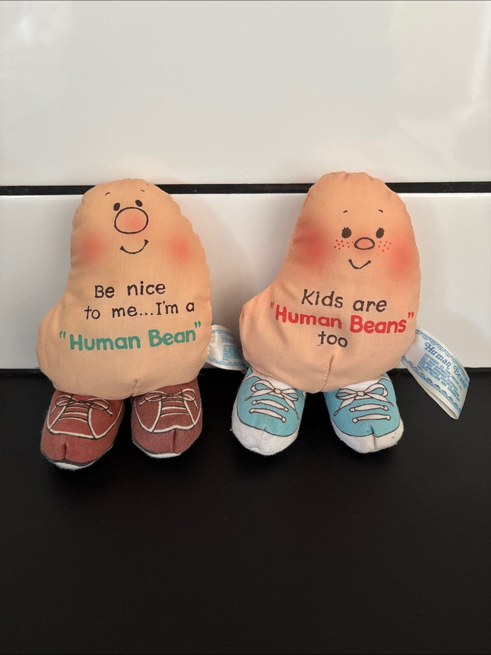 Pair of Peach Human Bean Plush Toys
